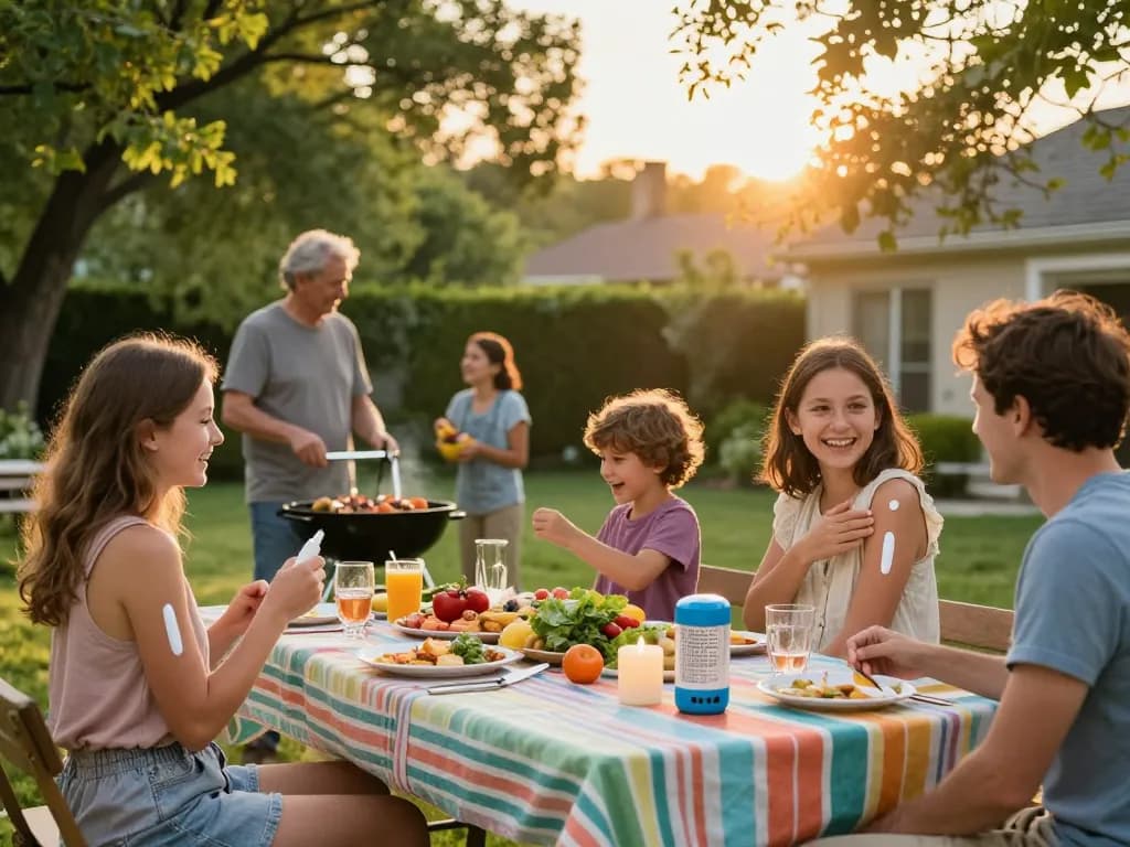 Families enjoying outdoor fun while applying the Best Mosquito Repellent during a summer barbecue.