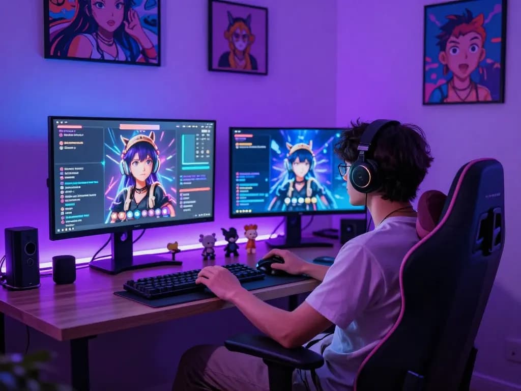 A person engaging with nsfw ai in a vibrant digital environment, showcasing immersive chat interactions and cozy atmosphere.
