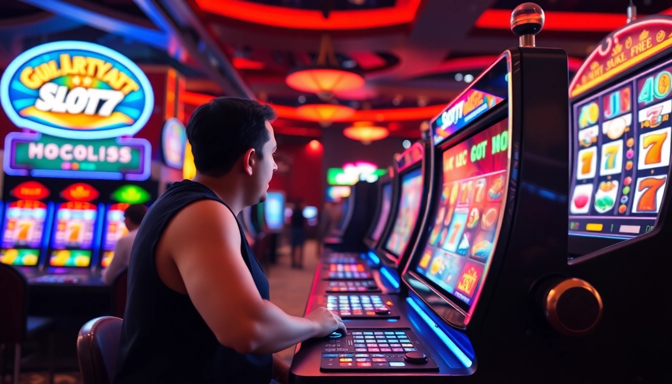 Mainkan Slot77 dengan penuh semangat di mesin slot yang berwarna-warni.