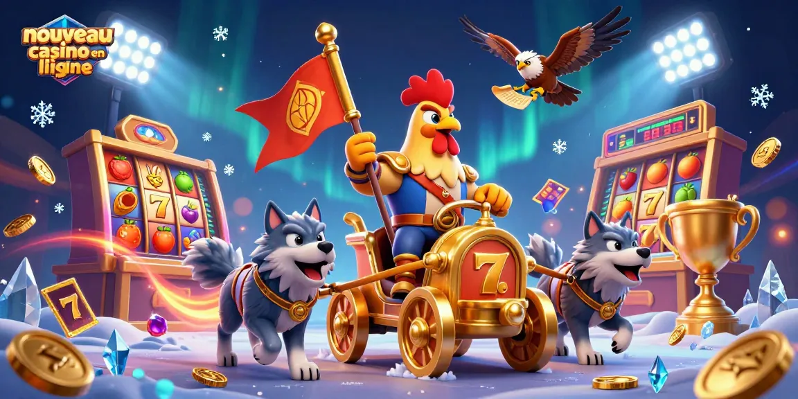 Découvrez un nouveau casino en ligne avec un guerrier coq et des éléments de machines à sous.