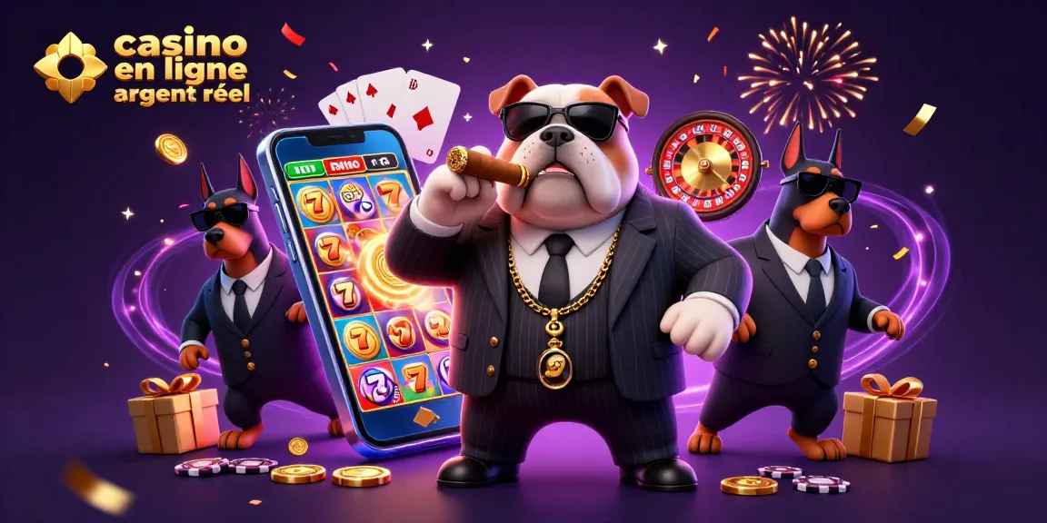 Le bulldog mafieux symbolise le monde des casinos en ligne argent réel avec richesse et émotion.
