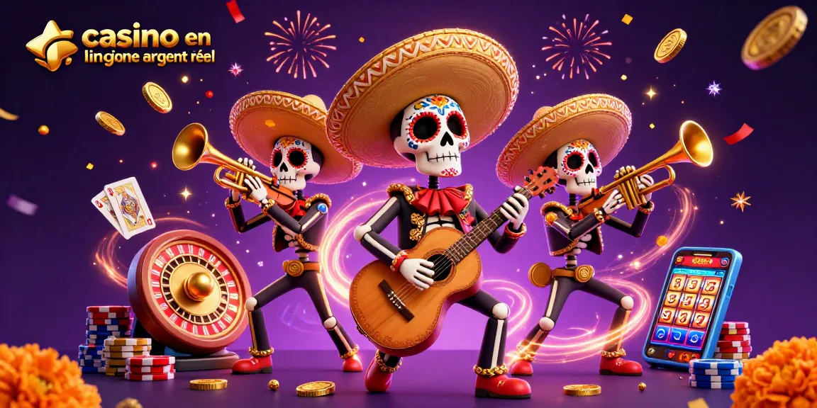 Lancez-vous dans le monde des jeux grâce à casino en ligne argent réel avec une scène dynamique de mariachi.