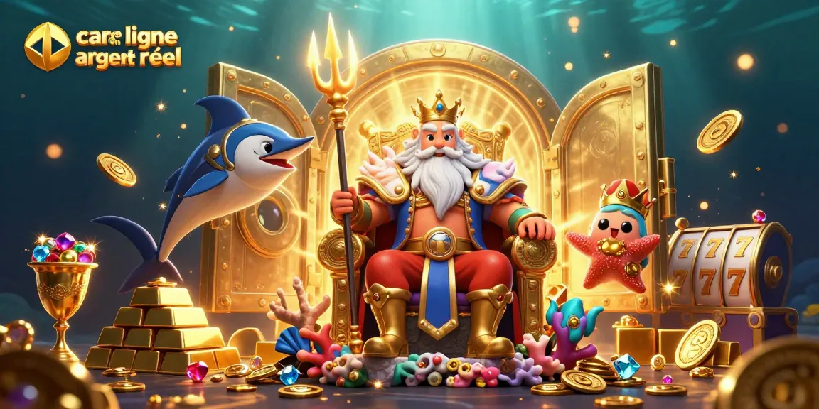 Gagnez avec le casino en ligne argent réel, illustration 3D dynamique d'une scène sous-marine captivante.