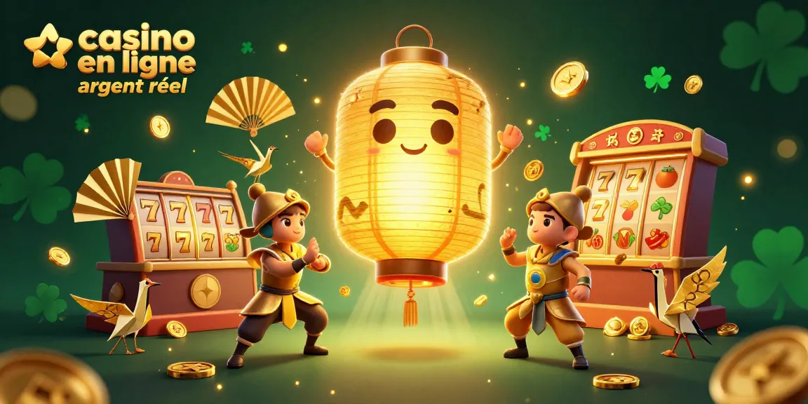 Animation de casino en ligne argent réel montrant des personnages chanceux et des symboles de jackpot.