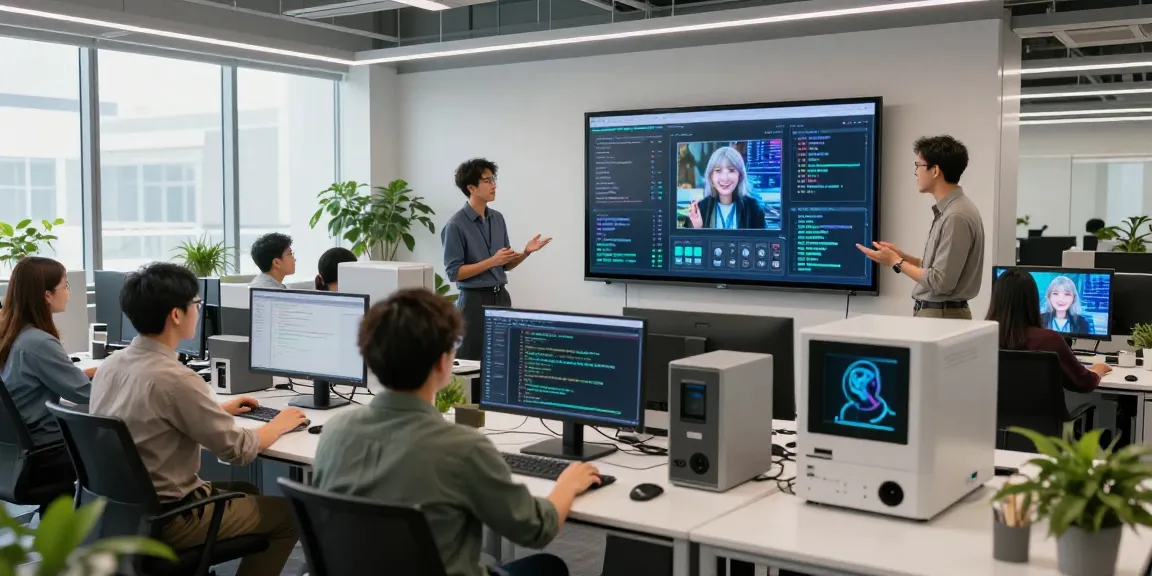 AI image detector team collaborating in a modern tech workspace.