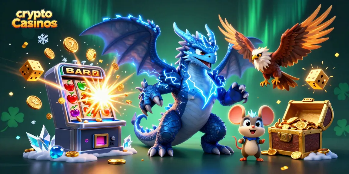 Découvrez l'énergie des crypto casinos avec des dragons, une machine à sous et des éclats de lumière