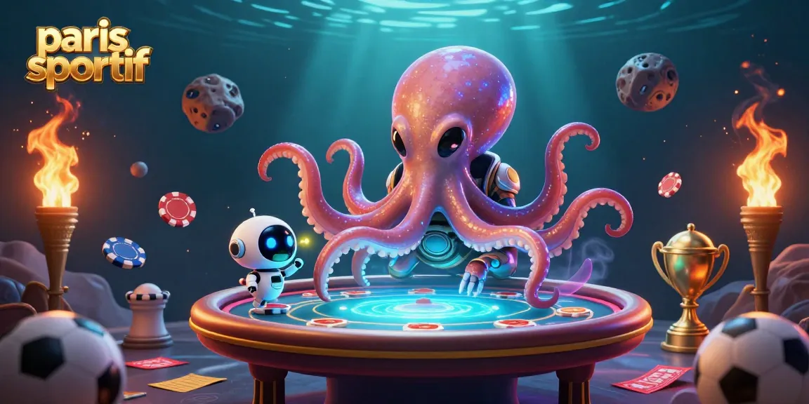 Jouez sur paris sportif avec une scène dynamique d'un octopus extraterrestre et ses éléments de jeux.
