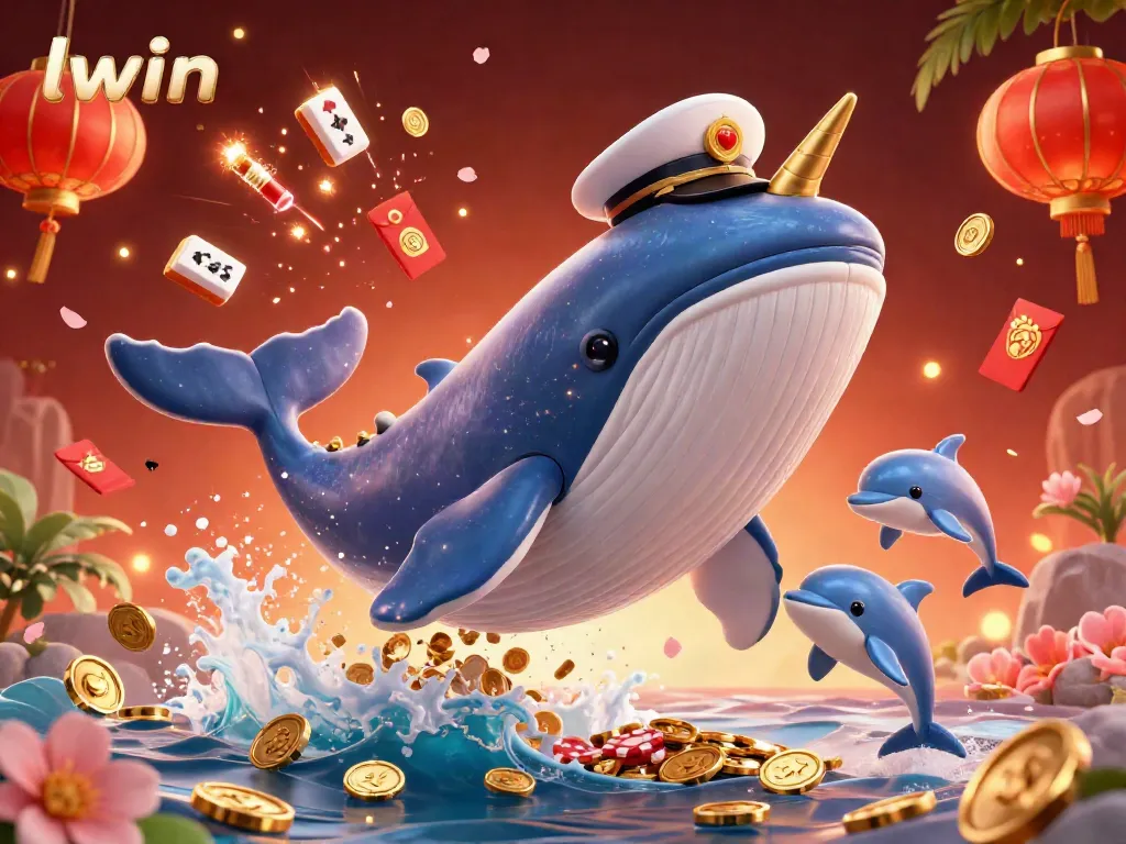 Join the vibrant llwin gambling scene as a playful whale and friends dive into a treasure of coins.