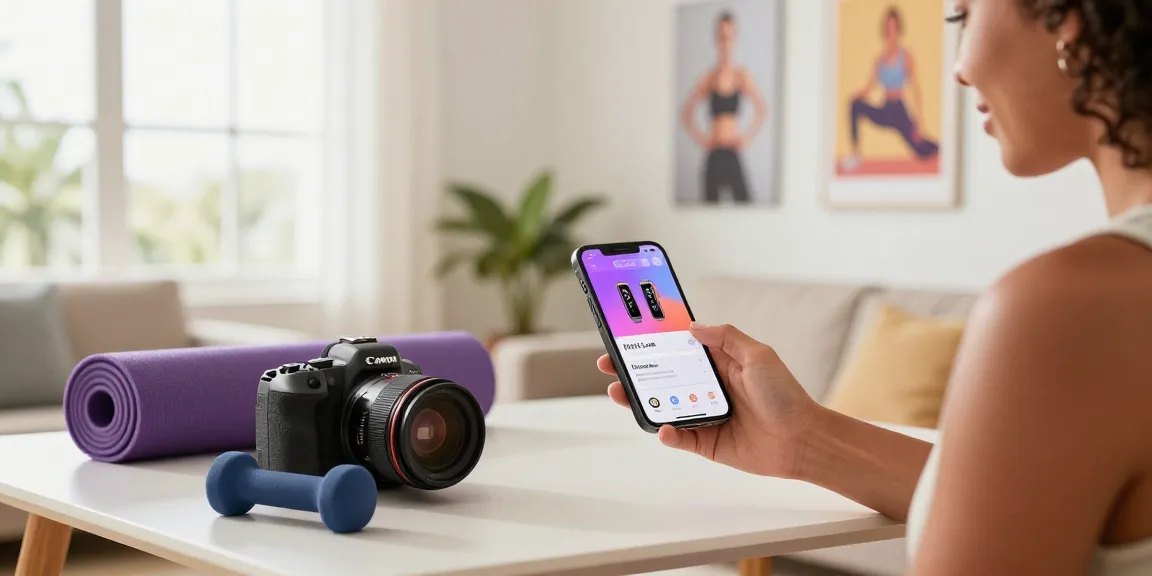 Menampilkan koleksi Fitbit Luxe di https://www.polarfitbitshop.com/fitbit-luxe/ dengan wanita berlatih kebugaran, smartphone dan aksesoris olahraga di sekitar.