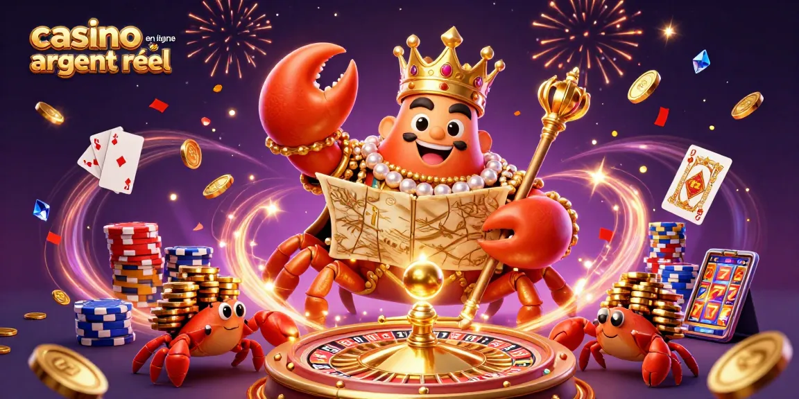 Jouez au casino en ligne argent réel avec un empereur-crabe doré entouré de trésors scintillants.