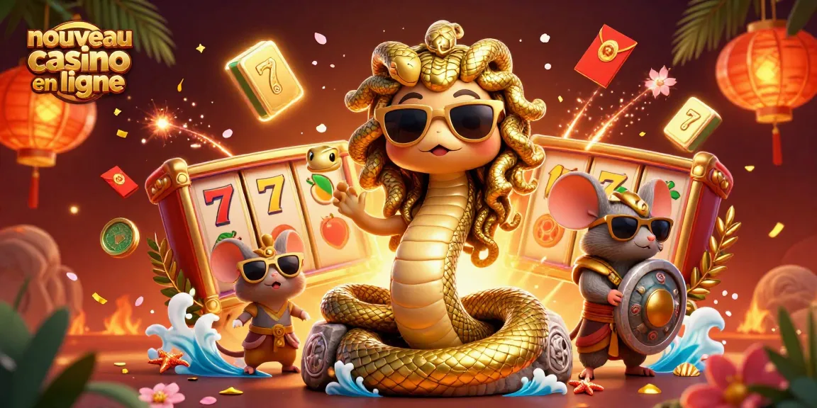 Illustration dynamique de Méduse et d'une souris guerrière pour un nouveau casino en ligne.