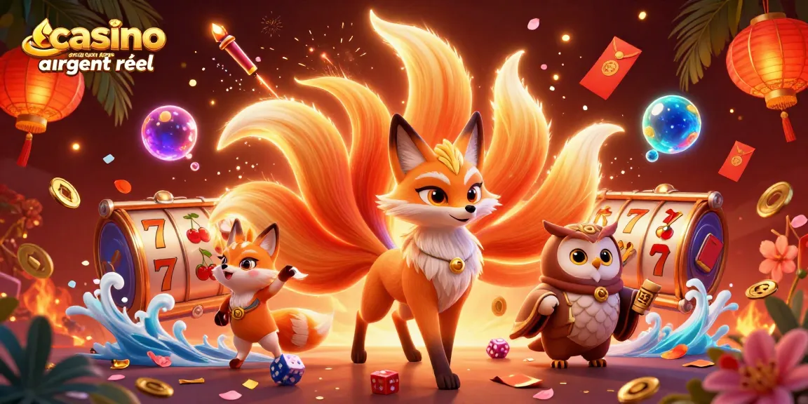 Jouez à des jeux de casino en ligne argent réel avec des éléments lumineux et festifs.