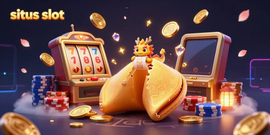 Melihat peluang menang dengan situs slot yang menampilkan mesin slot bertema emas dan koin berkilauan.