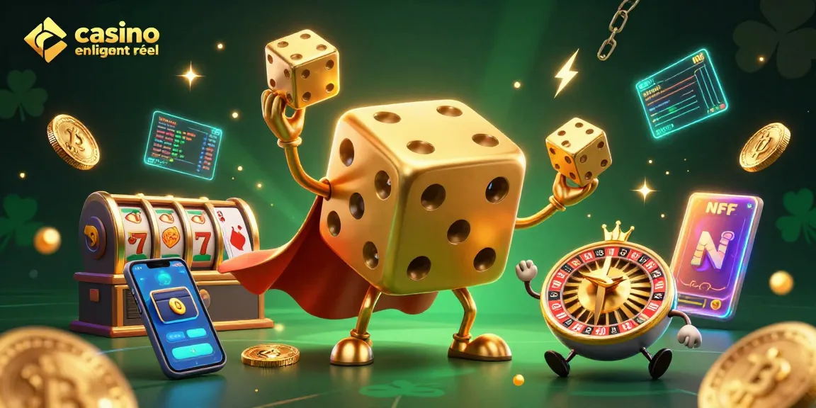 Le jeu stratégique sur casino en ligne argent réel avec des dés d'or et des éléments de machines à sous.