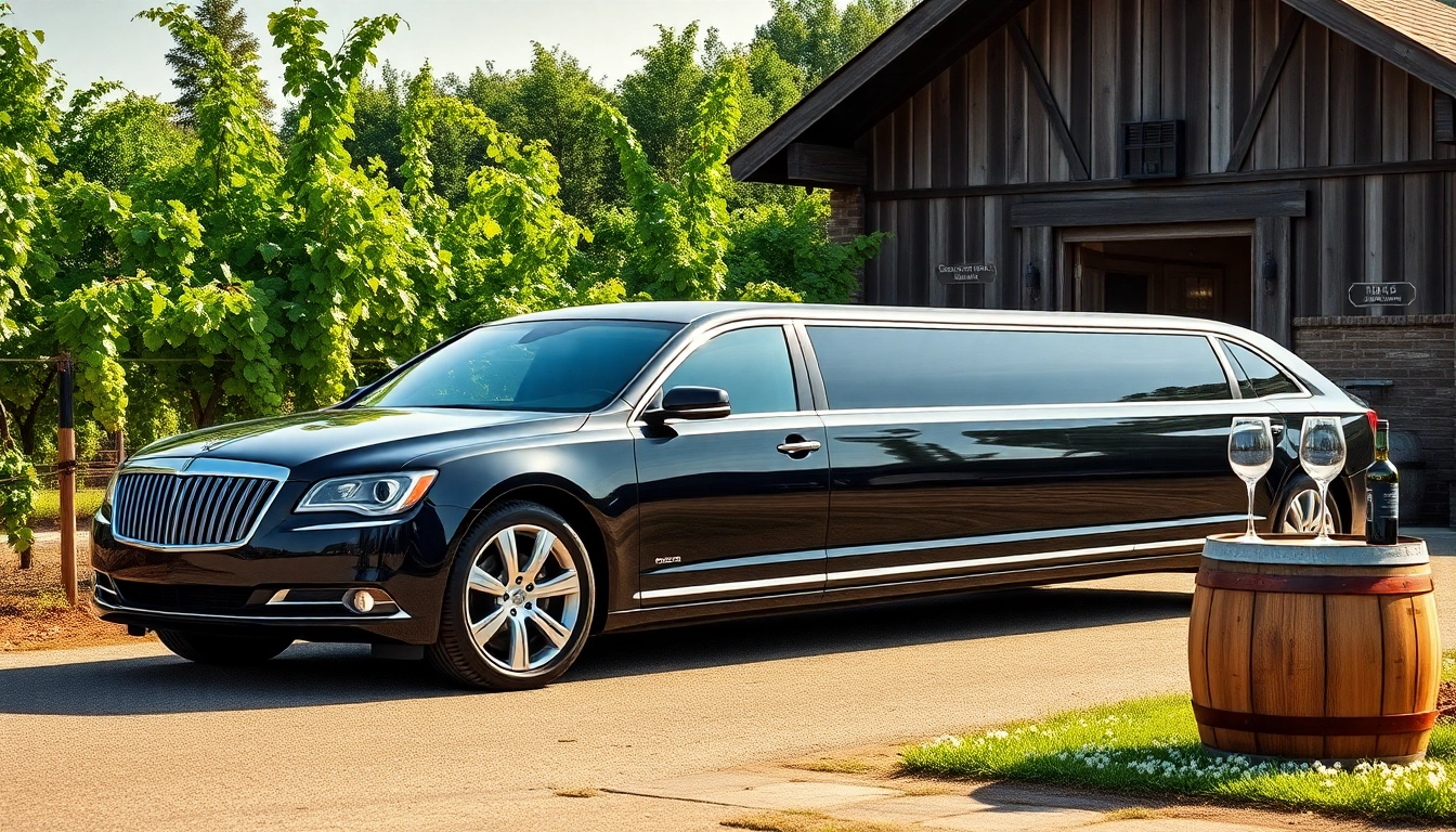 Experience a luxurious winery limo service amidst beautiful vineyards and rustic charm.