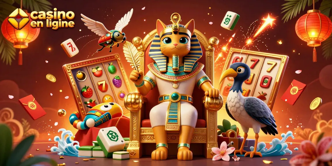 Roulette et jackpots dans un casino en ligne captivant avec un pharaon égyptien.