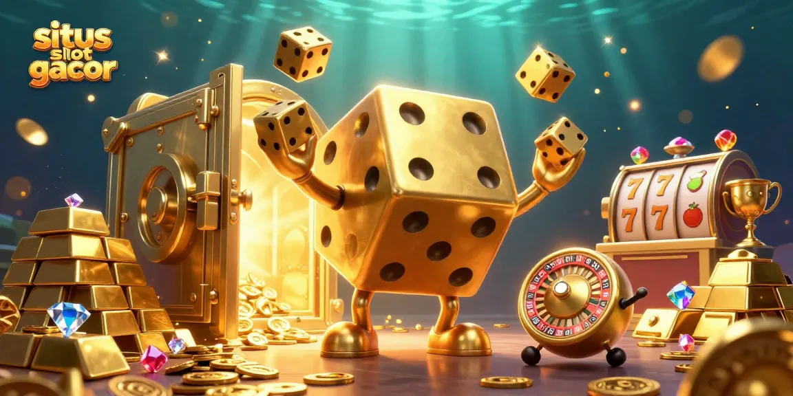 Experience ultimate fun on situs slot gacor with our golden dice golem surrounded by treasures.