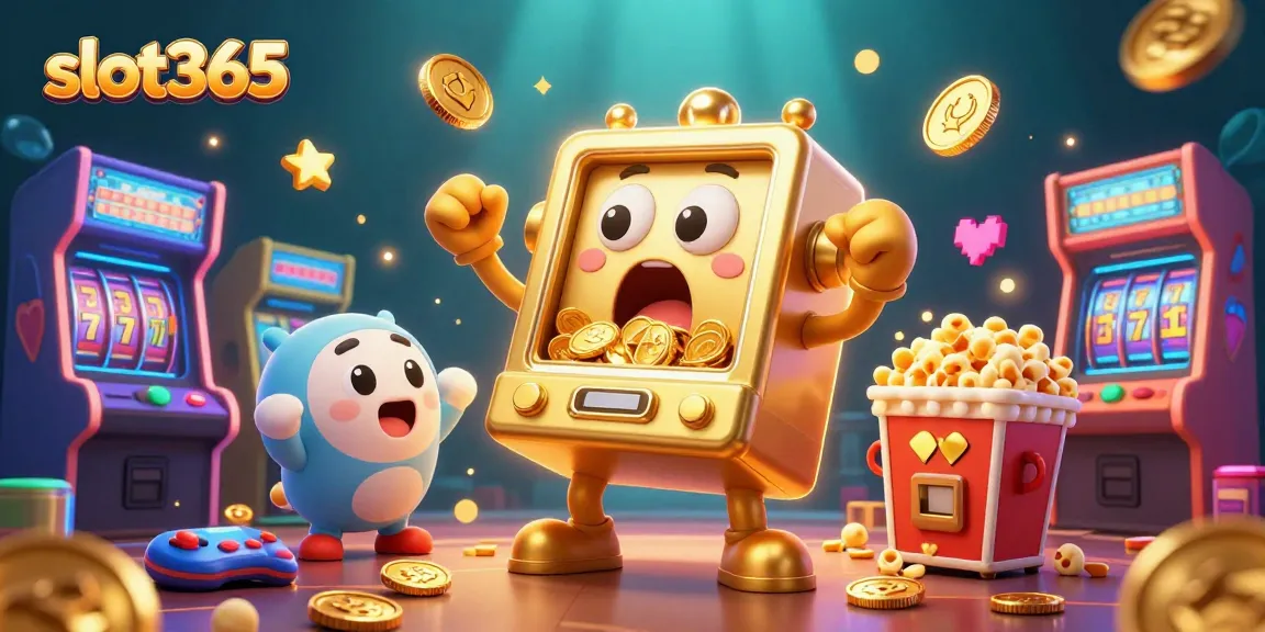 Spin the jackpot with slot365 in this colorful casino illustration filled with excitement.