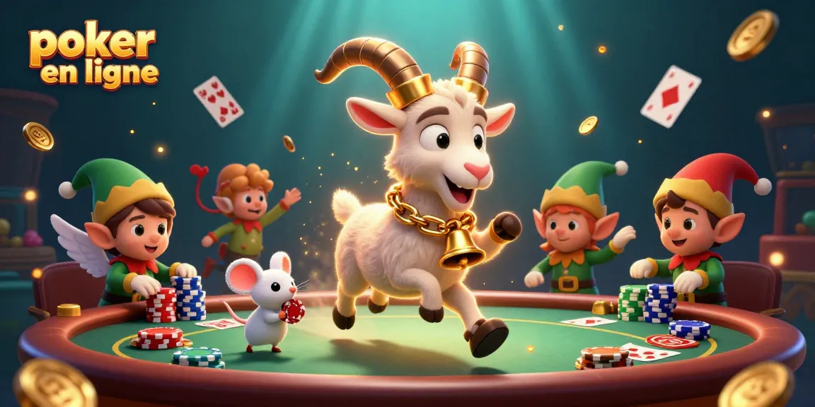 Jouez à poker en ligne dans une illustration riche en action et détails captivants.