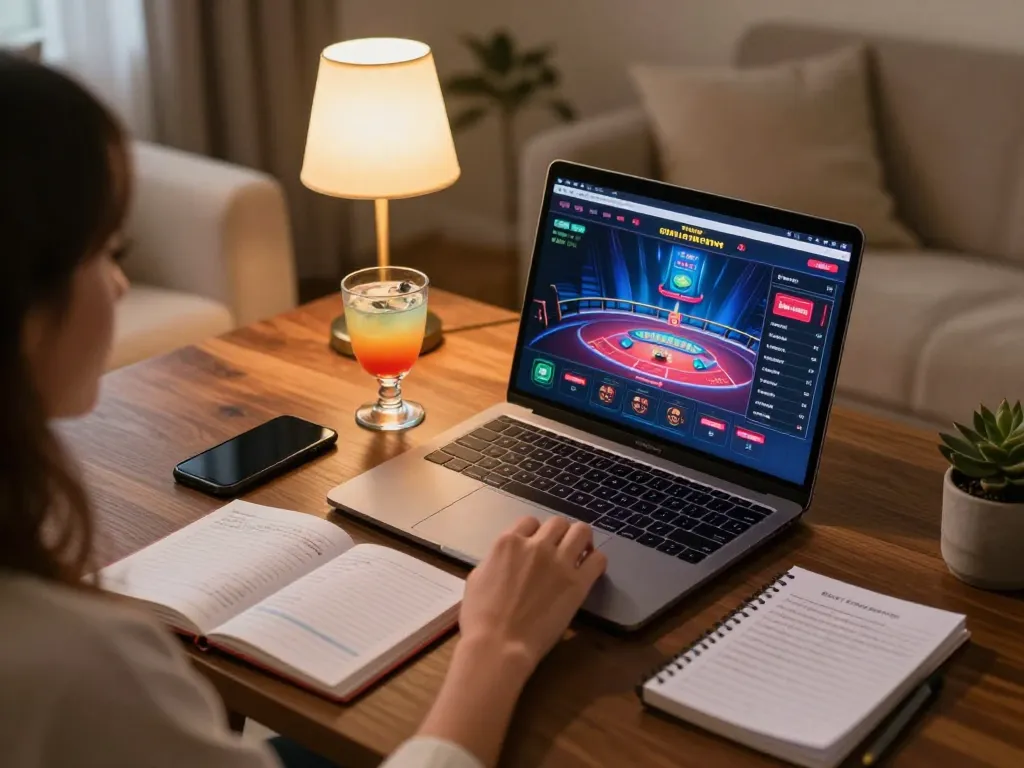 Engaging in strategic online gaming on 789win trang chu with vibrant live dealer gameplay on a laptop.