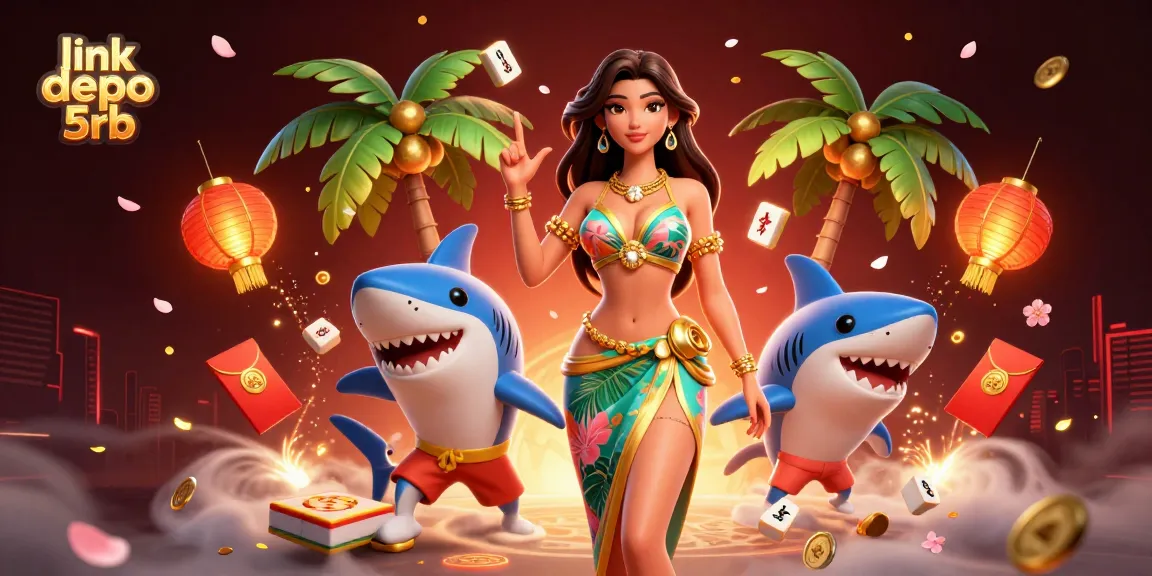 Play slot games and win big with link depo 5rb; vibrant casino scene filled with exciting elements.