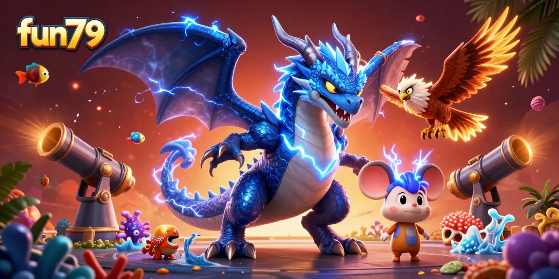 Experience the excitement of fun79's underwater gaming with vibrant fish elements and dynamic characters.