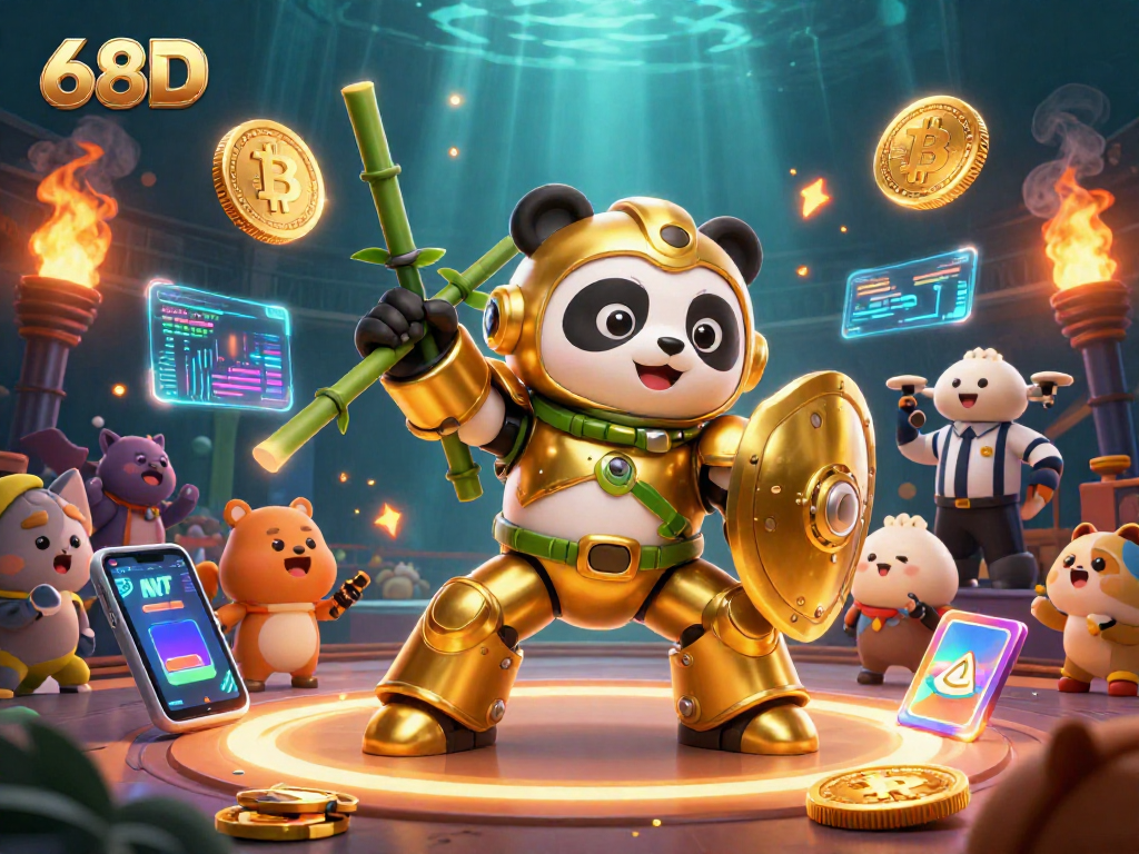 Explore as emoções da 68D em um combate de cassino com robôs e criptomoedas animadas.
