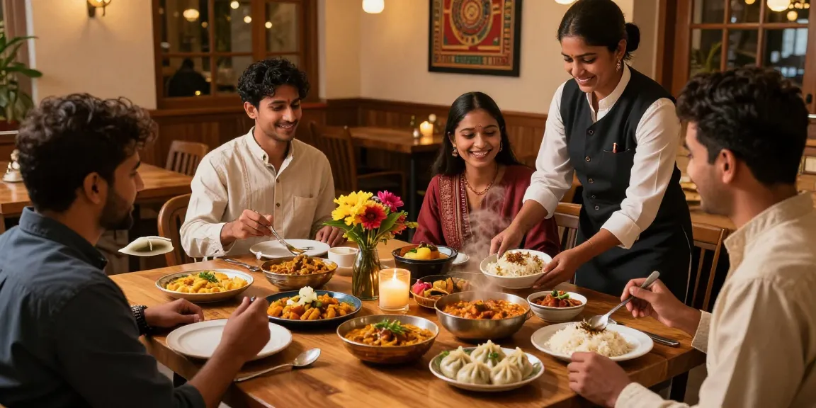 rokok88 vibrant dining scene showcasing authentic Indian curry and momo dishes.