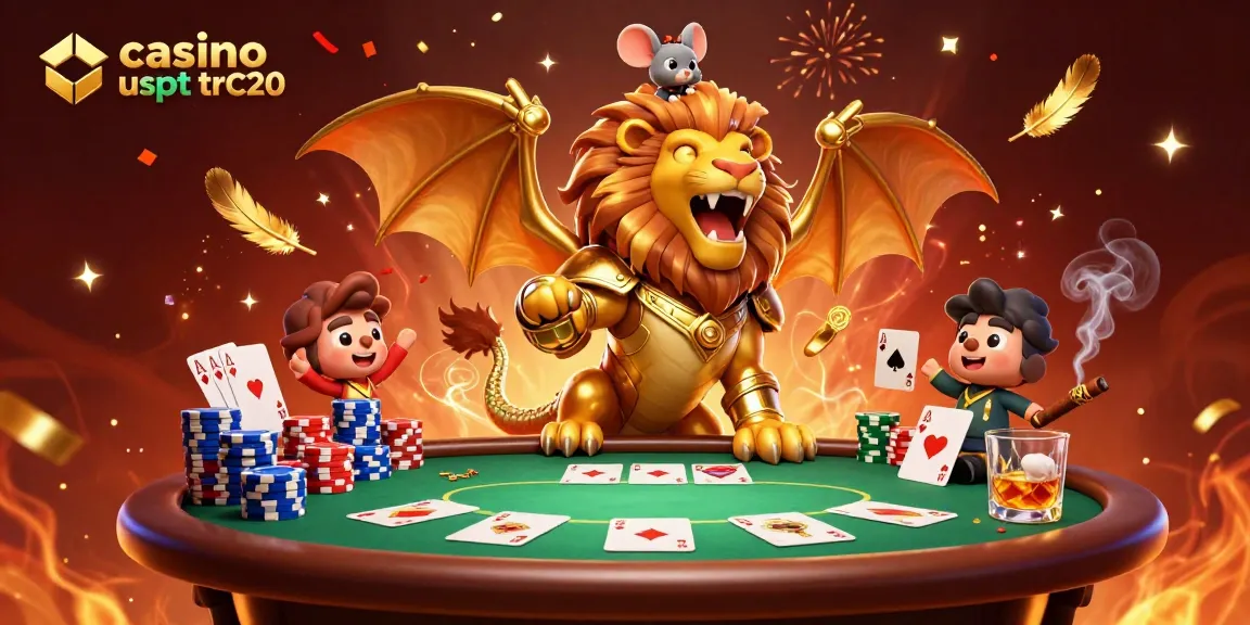 Gioca nei casino usdt trc20 con una chimera e un topolino coraggioso in un'illustrazione avvincente.
