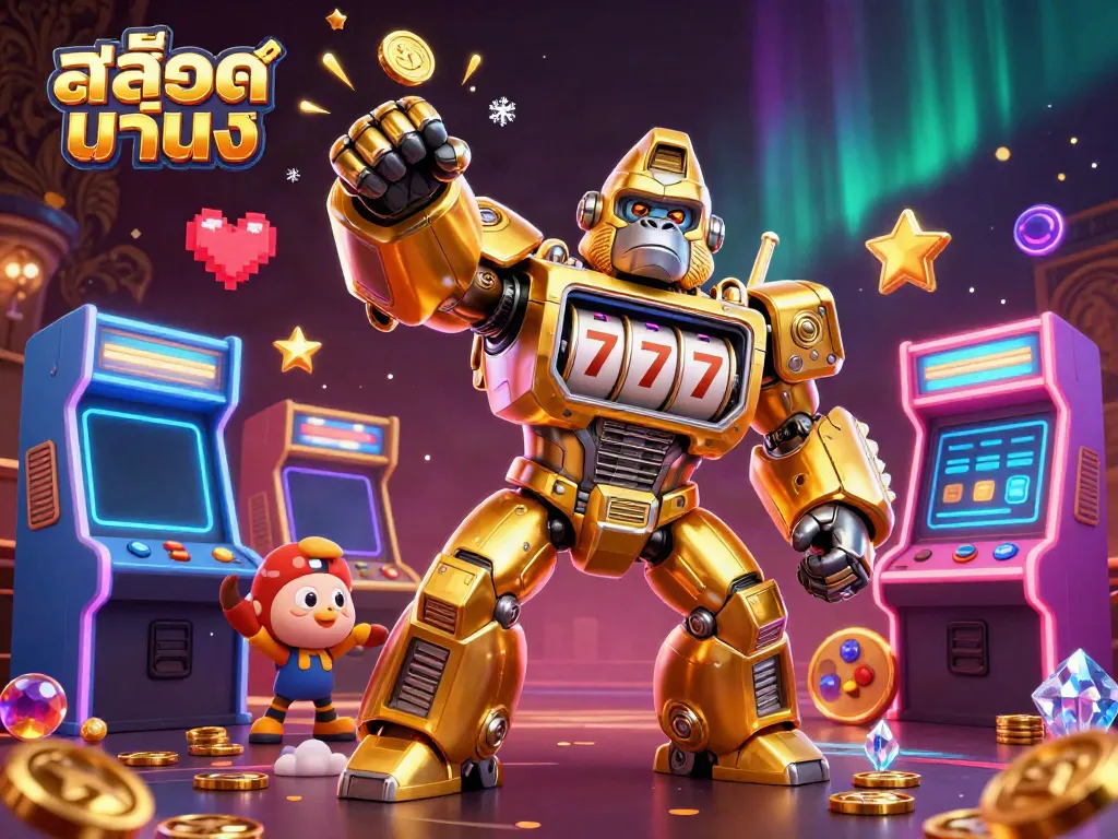 Explore exciting gameplay in สล็อตแท้ตรง with a vibrant 3D casino illustration showcasing engaging gaming elements.