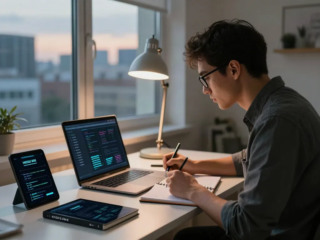 Exploring the hidden wiki official site in a modern home office with focus on cybersecurity and digital safety.
