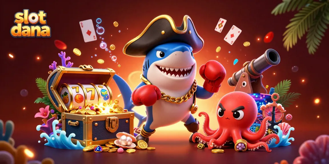 Slot dana menghadirkan momen seru dengan ikan hiu kartun dan teman-temannya di dunia kasino.