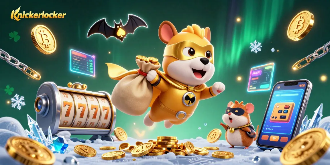 Join the winning adventure with knickerlocker in this vibrant 3D casino illustration featuring a superhero dog and lucky elements.
