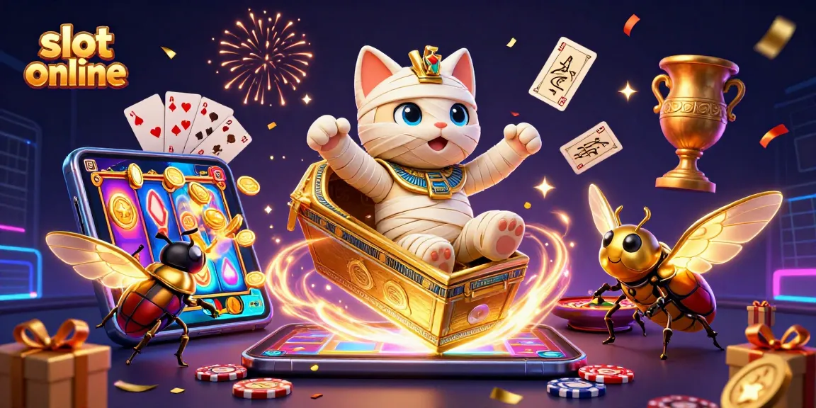 Putar slot online dengan karakter kucing mumi dan elemen kasino yang kaya
