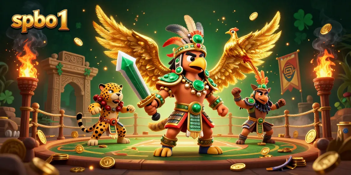 Experience the thrill of betting action with spbo 1 in this dynamic 3D scene featuring warriors and golden tokens.