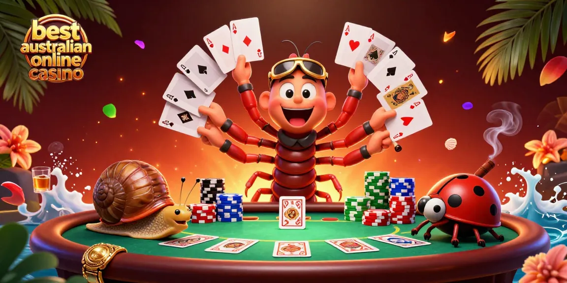 Engage with the best Australian online casino through an exciting 3D casino scene with vibrant characters.