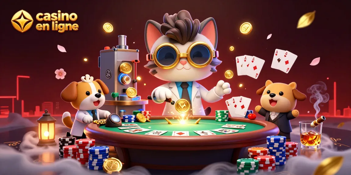 Casino en ligne réunissant un chat scientifique fou et un chien assistant dans une scène dynamique et riche en éléments de jeu.