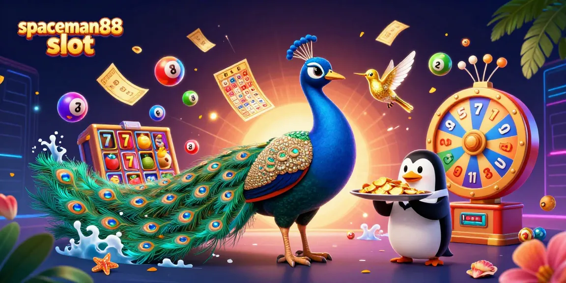 Experience fun gaming with spaceman88 slot in a vibrant 3D casino scene featuring dynamic characters and elements.
