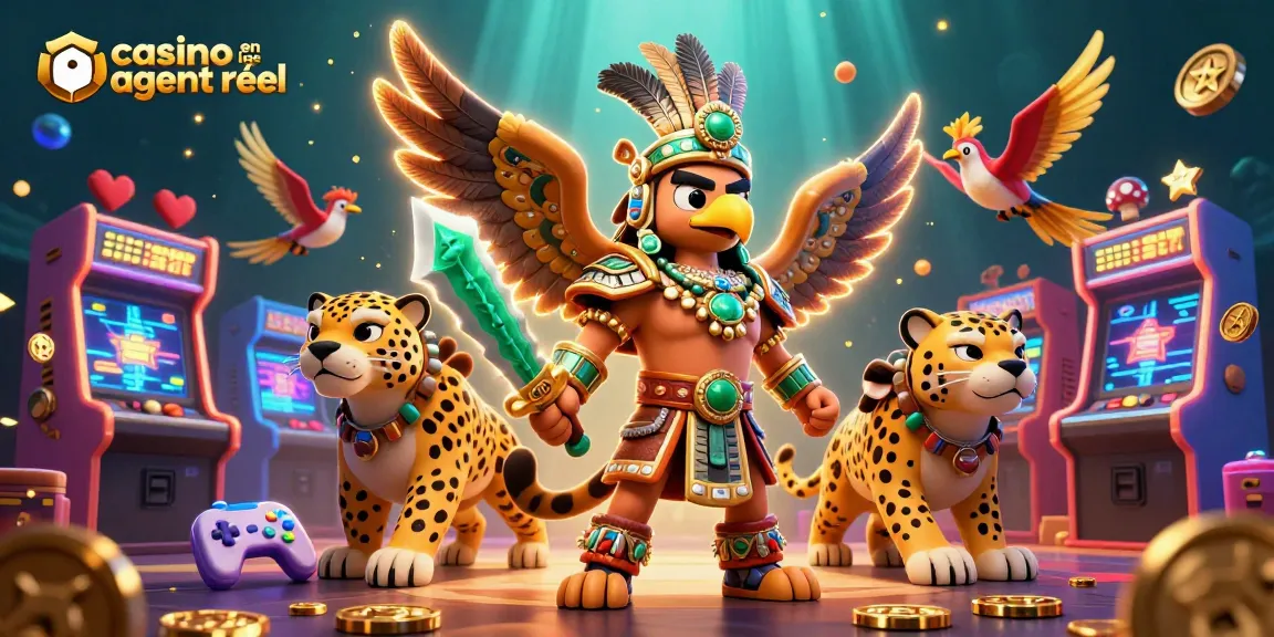 Jouez au casino en ligne argent réel avec des aventures palpitantes d'un guerrier aztèque et d'un jaguar.
