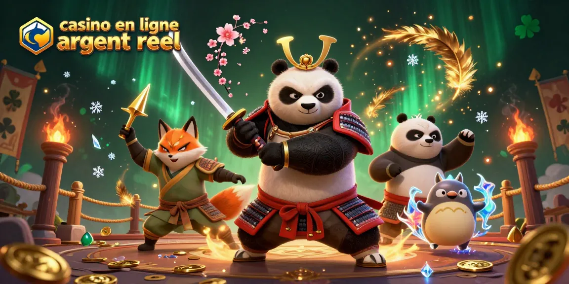 Un samouraï panda et un renard ninja s'affrontent dans un casino en ligne argent réel.