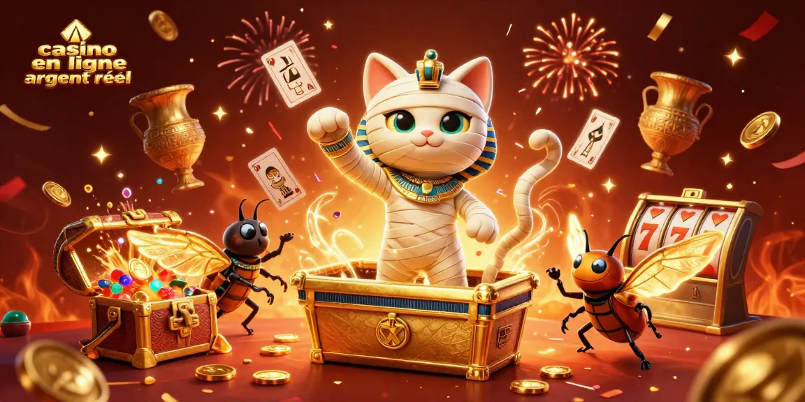 Capture l’excitation d’un casino en ligne argent réel avec un chat momifié et des éléments de jeu fascinants.