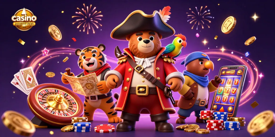 Jouez au casino en ligne argent réel avec le capitaine ours pirate, le tigre et leur perroquet