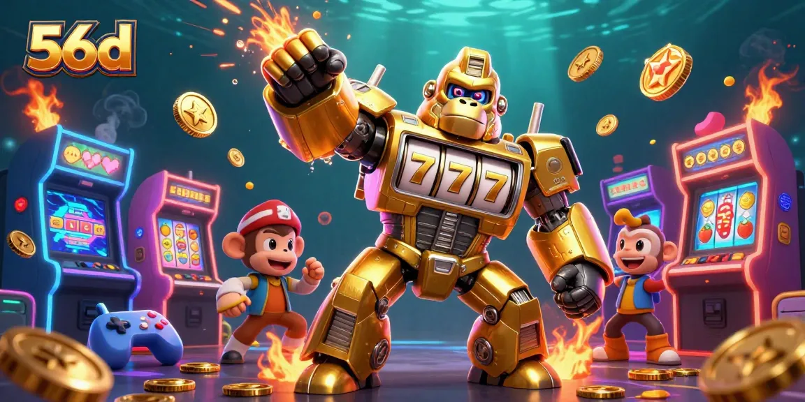 Experience thrilling gameplay at 56d with dynamic slot machine action and an electrifying casino scene.